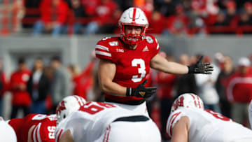 Nov 16, 2019; Lincoln, NE, USA; Nebraska Cornhuskers linebacker Will Honas (3) reacts during the game against the Wisconsin Badgers in the first half at Memorial Stadium. Mandatory Credit: Bruce Thorson-USA TODAY Sports