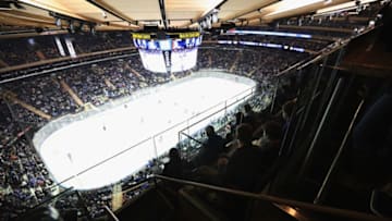 NEW YORK, NEW YORK - DECEMBER 02: Fans watch the game between the New York Rangers and the Winnipeg Jets from 'The Bridge' at Madison Square Garden on December 02, 2018 in New York City. The Jets defeated the Rangers 4-3 in the shootout. (Photo by Bruce Bennett/Getty Images)