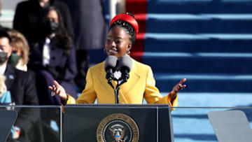 WASHINGTON, DC - JANUARY 20: Youth Poet Laureate Amanda Gorman speaks during the inauguration of U.S. President-elect Joe Biden on the West Front of the U.S. Capitol on January 20, 2021 in Washington, DC. During today's inauguration ceremony Joe Biden becomes the 46th president of the United States. (Photo by Rob Carr/Getty Images)