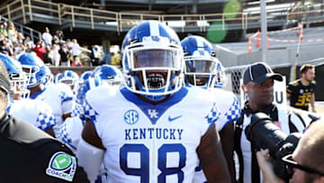 COLUMBIA, MO - OCTOBER 27: Defensive tackle Tymere Dubose #98 of the Kentucky Wildcats yells as he prepares to run out of the tunnel onto the field ahead of the game against the Missouri Tigers at Faurot Field/Memorial Stadium on October 27, 2018 in Columbia, Missouri. (Photo by Jamie Squire/Getty Images)