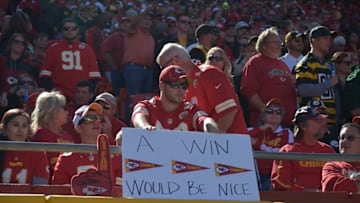 Oct 25, 2015; Kansas City, MO, USA; Kansas City Chiefs fans show their support during the second half against the Pittsburgh Steelers at Arrowhead Stadium. The Chiefs won 23-13. Mandatory Credit: Denny Medley-USA TODAY Sports