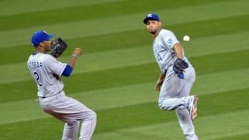 Omar Infante and Alcides Escobar - Mandatory Credit: David Richard-USA TODAY Sports