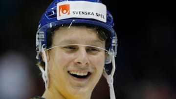 VICTORIA , BC - DECEMBER 26: Adam Boqvist #3 of Sweden versus Finland at the IIHF World Junior Championships at the Save-on-Foods Memorial Centre on December 26, 2018 in Victoria, British Columbia, Canada. (Photo by Kevin Light/Getty Images)