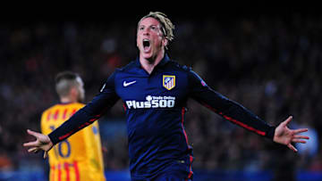 Fernando Torres of Atltico de Madrid, celebrating his goal during the F.C. Barcelona vs Atletico de Madrid quarters of final UEFA Champions League match in Barcelona, 5 of April, 2016. (Photo by Joan Cros/NurPhoto via Getty Images)