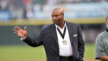 CHICAGO, IL - AUGUST 24: Former Chicago White Sox and Kansas City Royals player and Heisman Trophy winner Bo Jackson waves to the crowd before the 2013 Civil Rights Game between the Chicago White Sox and the Texas Rangers at U.S. Cellular Field on August 24, 2013 in Chicago, Illinois. Jackson was earlier honored with the MLB Beacon of Change Award. The White Sox won 3-2. (Photo by Brian D. Kersey/Getty Images)