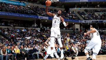 MEMPHIS, TN - JANUARY 4: DeMarre Carroll #9 of the Brooklyn Nets stb/ against the Memphis Grizzlies on January 4, 2019 at FedExForum in Memphis, Tennessee. NOTE TO USER: User expressly acknowledges and agrees that, by downloading and or using this photograph, User is consenting to the terms and conditions of the Getty Images License Agreement. Mandatory Copyright Notice: Copyright 2019 NBAE (Photo by Joe Murphy/NBAE via Getty Images)