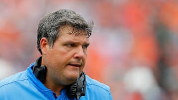 AUBURN, AL - OCTOBER 07: Head coach Matt Luke of the Mississippi Rebels looks on during the game against the Auburn Tigers at Jordan Hare Stadium on October 7, 2017 in Auburn, Alabama. (Photo by Kevin C. Cox/Getty Images)