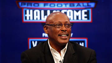 FORT LAUDERDALE, FL - FEBRUARY 06: Floyd Little speaks on stage after he was announced as one of the newest enshrinees into the Hall of Fame during the Pro Football Hall of Fame Class of 2010 Press Conference held at the Greater Ft. Lauderdale/Broward County Convention Center as part of media week for Super Bowl XLIV on February 6, 2010 in Fort Lauderdale, Florida. (Photo by Chris Graythen/Getty Images)