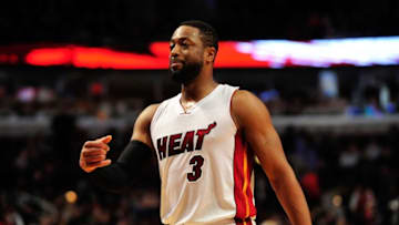 Jan 25, 2015; Chicago, IL, USA; Miami Heat guard Dwyane Wade (3) during the second half at the United Center. The Miami Heat defeated the Chicago Bulls 96-84. Mandatory Credit: David Banks-USA TODAY Sports
