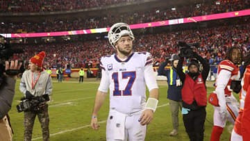 NFL 2022 - Josh Allen leaves the field after the Buffalo Bills' 42-36 overtime loss to the Kansas City Chiefs.Syndication Democrat And Chronicle