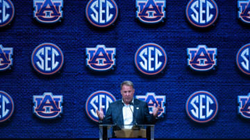 Auburn football Head Coach Hugh Freeze speaks at the 2023 SEC Football Kickoff Media Days at the Nashville Grand Hyatt on Broadway, Tuesday, July 18, 2023.