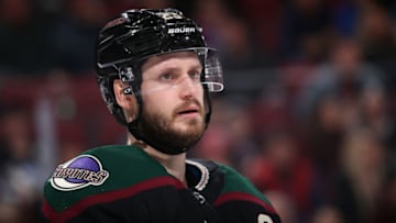 GLENDALE, ARIZONA - JANUARY 12: Oliver Ekman-Larsson #23 of the Arizona Coyotes during the NHL game against the Pittsburgh Penguins at Gila River Arena on January 12, 2020 in Glendale, Arizona. The Penguins defeated the Coyotes 4-3 in an overtime shootout. (Photo by Christian Petersen/Getty Images)