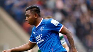 GLASGOW, SCOTLAND - APRIL 30: Alfredo Morelos of Rangers on the ball during the Scottish Cup Semi Final match between Rangers and Celtic at Hampden Park on April 30, 2023 in Glasgow, Scotland. (Photo by Richard Sellers/Sportsphoto/Allstar via Getty Images)
