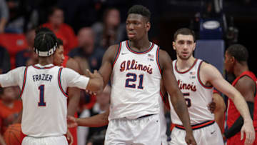 CHAMPAIGN, IL - FEBRUARY 07: Kofi Cockburn #21 of the Illinois Fighting Illini is seen during the game against the Maryland Terrapins at State Farm Center on February 7, 2020 in Champaign, Illinois. (Photo by Michael Hickey/Getty Images)
