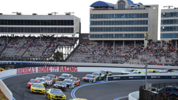 CHARLOTTE, NORTH CAROLINA - SEPTEMBER 29: Clint Bowyer, driver of the #14 Rush/Cummins Ford, leads a pack of cars during the Monster Energy NASCAR Cup Series Bank of America ROVAL 400 at Charlotte Motor Speedway on September 29, 2019 in Charlotte, North Carolina. (Photo by Jared C. Tilton/Getty Images)
