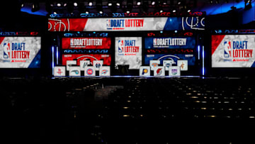 May 17, 2022; Chicago, IL, USA; A general view of the stage before the 2022 NBA Draft Lottery at McCormick Place. Mandatory Credit: David Banks-USA TODAY Sports