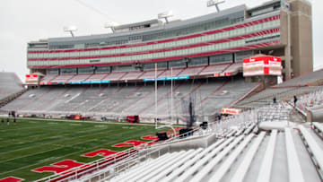 LINCOLN, NE - DECEMBER 12: General view of the snow covered stadium before the game between the Nebraska Cornhuskers and the Minnesota Golden Gophers at Memorial Stadium on December 12, 2020 in Lincoln, Nebraska. (Photo by Steven Branscombe/Getty Images)