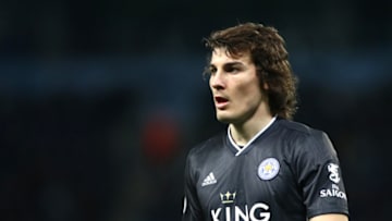 MANCHESTER, ENGLAND - DECEMBER 21: Caglar Soyuncu of Leicester City during the Premier League match between Manchester City and Leicester City at Etihad Stadium on December 21, 2019 in Manchester, United Kingdom. (Photo by Chloe Knott - Danehouse/Getty Images)