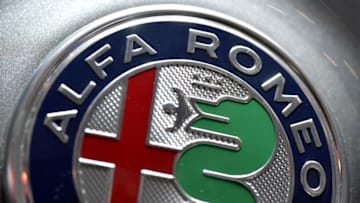 GENEVA, SWITZERLAND - MARCH 08: An Alfa Romeo logo detail is seen during the 87th Geneva International Motor Show on March 8, 2017 in Geneva, Switzerland. The International Motor Show showcase novelties of the car industry. (Photo by Harold Cunningham/Getty Images)