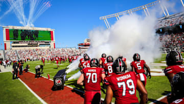Oct 17, 2020; Columbia, South Carolina, USA; South Carolina Gamecocks players make their “2001” entrance before the game against the Auburn Tigers at Williams-Brice Stadium. Mandatory Credit: Jeff Blake-USA TODAY Sports