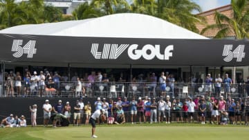 DORAL, FL - OCTOBER 30: Team Captain Brooks Koepka of Smash GC putts on the 18th green during the team championship stroke-play round of the LIV Golf Invitational - Miami at Trump National Doral Miami on October 30, 2022 in Doral, Florida. (Photo by Eric Espada/Getty Images)