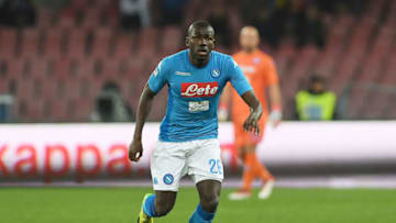 NAPLES, ITALY - MARCH 03: Kalidou Koulibaly of SSC Napoli in action during the serie A match between SSC Napoli and AS Roma - Serie A at Stadio San Paolo on March 3, 2018 in Naples, Italy. (Photo by Francesco Pecoraro/Getty Images)