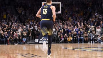 DENVER, CO - FEBRUARY 03: Fans react after Nikola Jokic