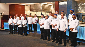HELL'S KITCHEN: Contestants in the “Young Guns: Young Guns Come Out Shooting” season premiere episode airing Monday, May 31 (8:00-9:00 PM ET/PT) on FOX. CR: Scott Kirkland / FOX. © 2021 FOX MEDIA LLC.