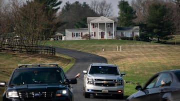 MOUNT AIRY, MD - MARCH 30: A Maryland State Trooper vehicle turns away a driver at the entrance to Pleasant View Nursing Home on March 30, 2020 in Mount Airy, Maryland. Over the weekend, Maryland Gov. Larry Hogan announced that 66 people have tested positive for COVID-19 at the nursing home, including one death. (Photo by Drew Angerer/Getty Images)