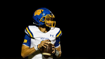 Westview's TY Simpson (6) looks for an opening against South Gibson's defense at their home, in Medina, Tenn., Friday, Oct. 4, 2019.Sg Wv 2019 015