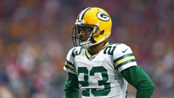 Dec 27, 2015; Glendale, AZ, USA; Green Bay Packers cornerback Damarious Randall (23) against the Arizona Cardinals at University of Phoenix Stadium. The Cardinals defeated the Packers 38-8. Mandatory Credit: Mark J. Rebilas-USA TODAY Sports