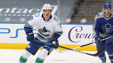 TORONTO, ON - FEBRUARY 6: Loui Eriksson #21 of the Vancouver Canucks skates against the Toronto Maple Leafs during an NHL game at Scotiabank Arena on February 6, 2021 in Toronto, Ontario, Canada. The Maple Leafs defeated the Canucks 5-1. (Photo by Claus Andersen/Getty Images) ** Local Caption *** Loui Eriksson