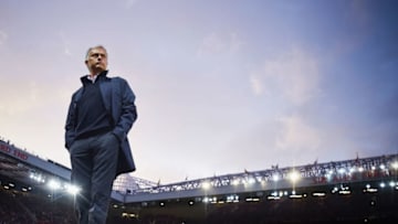 Jose Mourinho looks on prior to the match between Manchester United and Southampton (Photo by Michael Regan/Getty Images)