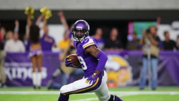 MINNEAPOLIS, MN - OCTOBER 3: Xavier Rhodes #29 of the Minnesota Vikings carries the ball after intercepting New York Giants quarterback Eli Manning #10 in the third quarter of the game on October 3, 2016 at US Bank Stadium in Minneapolis, Minnesota. (Photo by Adam Bettcher/Getty Images)
