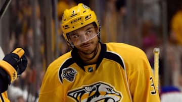 NASHVILLE, TN - OCTOBER 10: Seth Jones #3 of the Nashville Predators plays in the game against the Edmonton Oilers at Bridgestone Arena on October 10, 2015 in Nashville, Tennessee. (Photo by Frederick Breedon/NHLI via Getty Images)