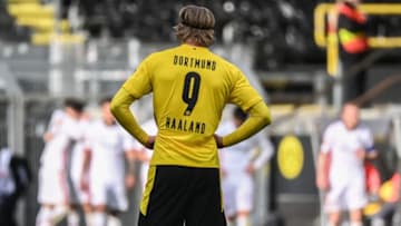 Dortmund's Norwegian forward Erling Braut Haaland. (Photo by INA FASSBENDER/POOL/AFP via Getty Images)