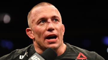 NEW YORK, NY - NOVEMBER 04: Georges St-Pierre of Canada is interviewed after defeating Michael Bisping of England in their UFC middleweight championship bout during the UFC 217 event at Madison Square Garden on November 4, 2017 in New York City. (Photo by Josh Hedges/Zuffa LLC/Zuffa LLC via Getty Images)