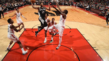 WASHINGTON, DC -  JANUARY 12: DeMar DeRozan #10 of the San Antonio Spurs shoots the ball against the Toronto Raptors on January 12, 2020 at Capital One Arena in Washington, DC. NOTE TO USER: User expressly acknowledges and agrees that, by downloading and or using this Photograph, user is consenting to the terms and conditions of the Getty Images License Agreement. Mandatory Copyright Notice: Copyright 2020 NBAE (Photo by Ned Dishman/NBAE via Getty Images)