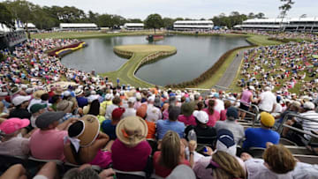 May 15, 2016; Ponte Vedra Beach, FL, USA; A general view of the 17th island green during the final round of the 2016 Players Championship golf tournament at TPC Sawgrass - Stadium Course. Mandatory Credit: John David Mercer-USA TODAY Sports
