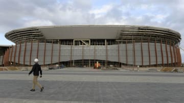 Oct 6, 2015; Rio de Janeiro, BRA; Carioca Arena 1 which will hold basketball competition at the Barra Olympic Park seen during a venue tour in the Rio 2016 world press briefing. Mandatory Credit: Michael Madrid-USA TODAY Sports