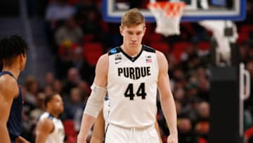 DETROIT, MI - MARCH 16: Purdue Boilermakers center Isaac Haas (44) walks back up the court during the NCAA Division I Men's Championship First Round basketball game between the Purdue Boilermakers and the Cal State Fullerton Titans on March 16, 2018 at Little Caesars Arena in Detroit, Michigan. (Photo by Scott W. Grau/Icon Sportswire via Getty Images)