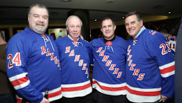 New York Rangers Alumni Chris Kotsopoulos, Nick Fotiu, Mike Hartman and Ed Hospodar (Photo by Monica Schipper/Getty Images for Ronald McDonald House New York)