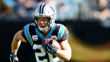 CHARLOTTE, NORTH CAROLINA - NOVEMBER 03: Christian McCaffrey #22 of the Carolina Panthers runs with the ball in the second quarter during their game against the Tennessee Titans at Bank of America Stadium on November 03, 2019 in Charlotte, North Carolina. (Photo by Jacob Kupferman/Getty Images)