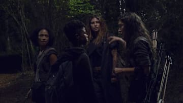 Lauren Ridloff as Connie, Angel Theory as Kelly, Nadia Hilker as Magna, Eleanor Matsuura as Yumiko - The Walking Dead _ Season 9, Episode 10 - Photo Credit: Gene Page/AMC