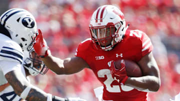 MADISON, WI - SEPTEMBER 15: Jonathan Taylor #23 of the Wisconsin Badgers runs the ball in the first quarter of the game against the BYU Cougars at Camp Randall Stadium on September 15, 2018 in Madison, Wisconsin. (Photo by Joe Robbins/Getty Images)