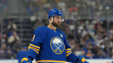 BUFFALO, NY - OCTOBER 12: Alex Tuch #89 of the Buffalo Sabres during the game against the New York Rangers at KeyBank Center on October 12, 2023 in Buffalo, New York. (Photo by Kevin Hoffman/Getty Images)