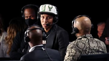 NEW YORK, NEW YORK - JUNE 23: MarJon Beauchamp is interviewed after being drafted 24th overall by the Milwaukee Bucks during the 2022 NBA Draft at Barclays Center on June 23, 2022 in New York City. NOTE TO USER: User expressly acknowledges and agrees that, by downloading and or using this photograph, User is consenting to the terms and conditions of the Getty Images License Agreement. (Photo by Arturo Holmes/Getty Images)