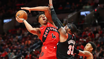 PORTLAND, OREGON - NOVEMBER 15: Scottie Barnes #4 of the Toronto Raptors (Photo by Abbie Parr/Getty Images)