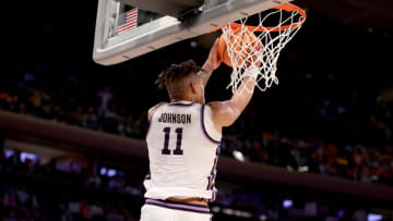Keyontae Johnson #11 of the Kansas State Wildcats dunks the ball against the Michigan State Spartans during overtime(Photo by Al Bello/Getty Images)