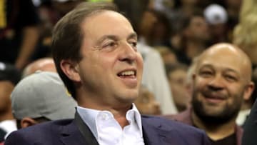 CLEVELAND, OH - JUNE 07: Golden State Warriors owner Joe Lacob looks on in Game 3 of the 2017 NBA Finals against the Cleveland Cavaliers at Quicken Loans Arena on June 7, 2017 in Cleveland, Ohio. NOTE TO USER: User expressly acknowledges and agrees that, by downloading and or using this photograph, User is consenting to the terms and conditions of the Getty Images License Agreement. (Photo by Ronald Martinez/Getty Images)